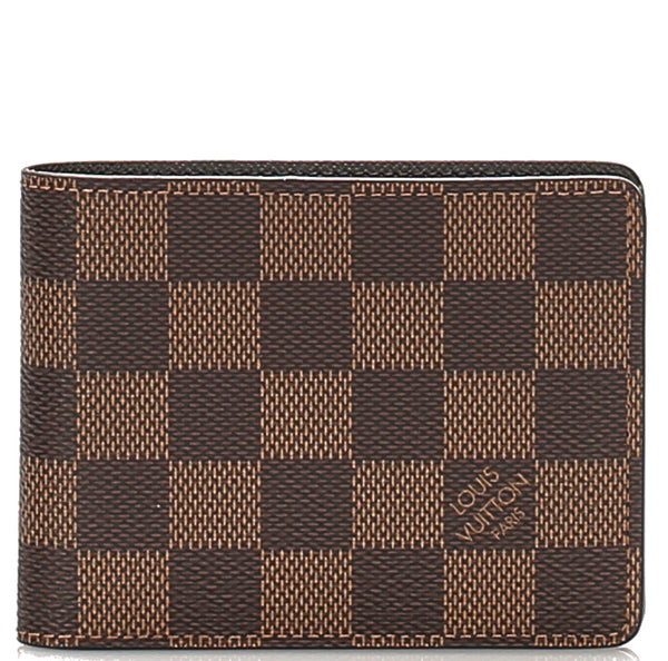 ルイ ヴィトン ダミエ ミュルティプル CT2199 ブラウン 茶 PVC レザー 二つ折り財布 メンズ LOUIS VUITTON 中古