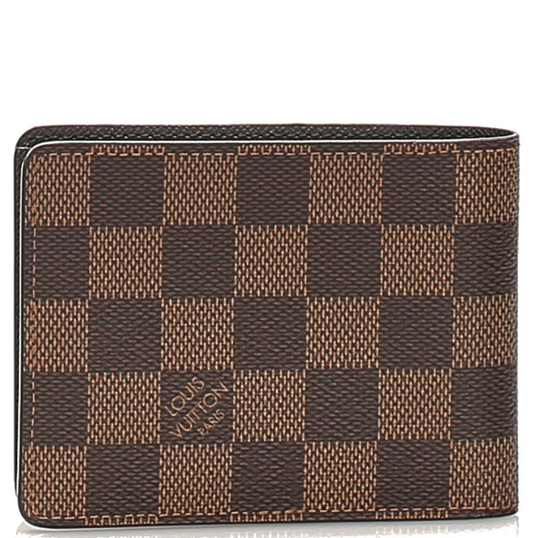 ルイ ヴィトン ダミエ ミュルティプル CT2199 ブラウン 茶 PVC レザー 二つ折り財布 メンズ LOUIS VUITTON 中古