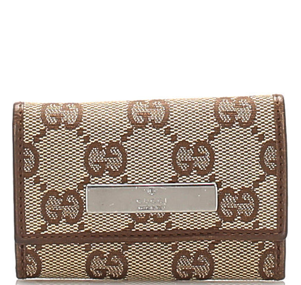 グッチ GGキャンバス 04565・3731・ ブラウン 茶 レザー キーケース ユニセックス GUCCI 中古