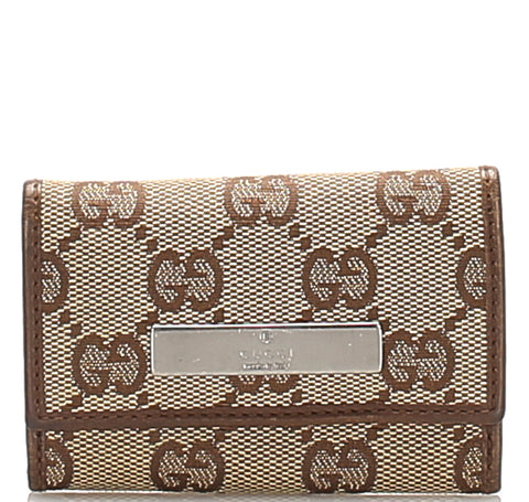 グッチ GGキャンバス 04565・3731・ ブラウン 茶 レザー キーケース ユニセックス GUCCI 中古