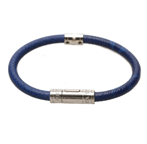 ルイ ヴィトン M6568E ブルー レザー タイガラマ ブラスレ ネオスプリット ブレスレット ユニセックス LOUIS VUITTON 中古