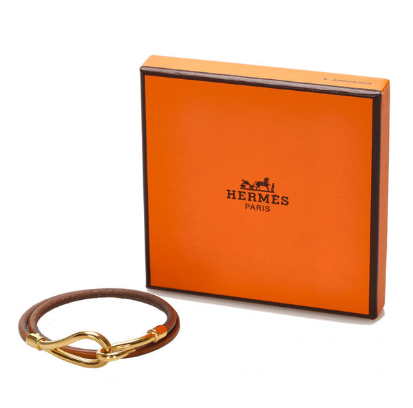 エルメス ブラウン レザー メッキ ブレスレット レディース HERMES 中古