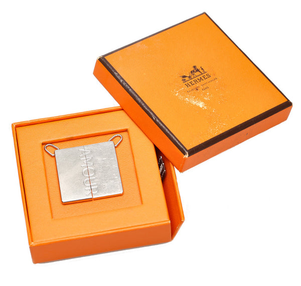 エルメス シルバー メタル レザー ペア ネックレス レディース HERMES 中古