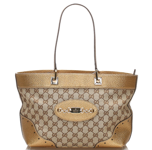 グッチ GGキャンバス 145993 ベージュ キャンバス レザー ショルダーバッグ レディース GUCCI 中古