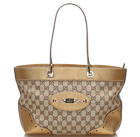 グッチ GGキャンバス 145993 ベージュ キャンバス レザー ショルダーバッグ レディース GUCCI 中古