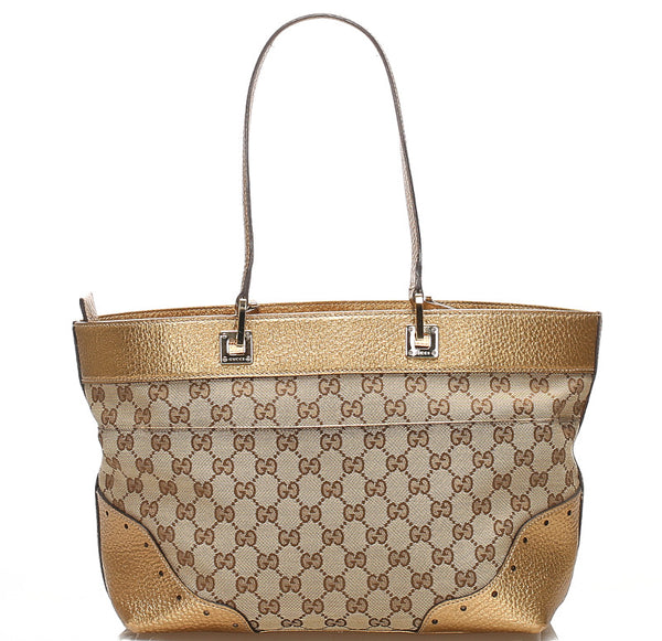 グッチ GGキャンバス 145993 ベージュ キャンバス レザー ショルダーバッグ レディース GUCCI 中古