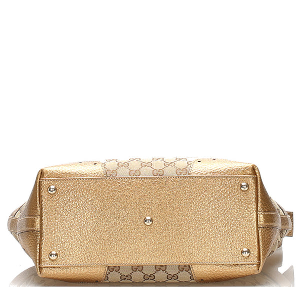 グッチ GGキャンバス 145993 ベージュ キャンバス レザー ショルダーバッグ レディース GUCCI 中古