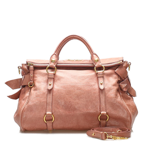 ミュウミュウ ピンク レザー ハンドバッグ ショルダーバッグ 2WAY レディース MIUMIU 中古