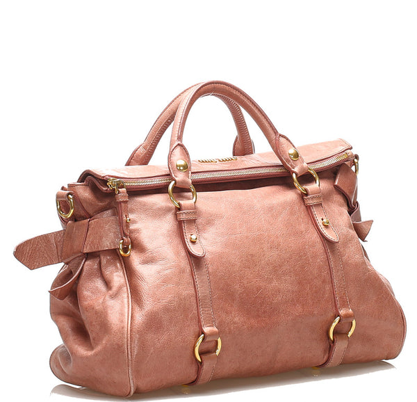 ミュウミュウ ピンク レザー ハンドバッグ ショルダーバッグ 2WAY レディース MIUMIU 中古