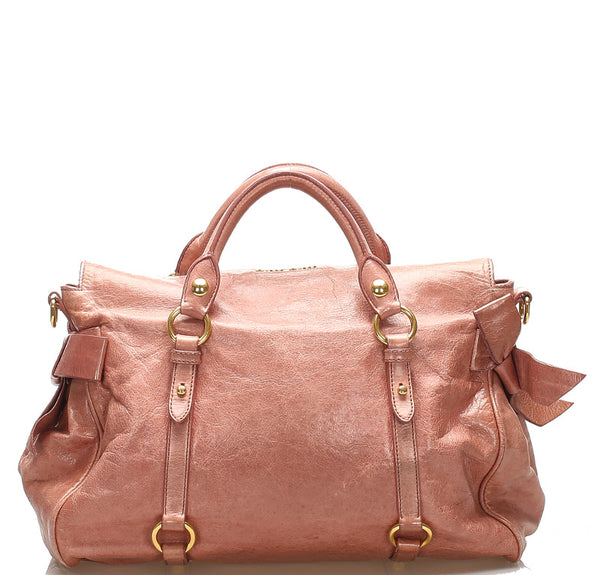ミュウミュウ ピンク レザー ハンドバッグ ショルダーバッグ 2WAY レディース MIUMIU 中古