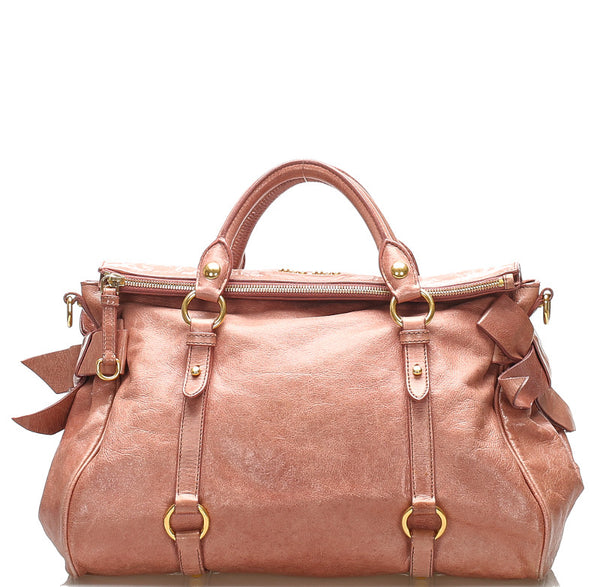 ミュウミュウ ピンク レザー ハンドバッグ ショルダーバッグ 2WAY レディース MIUMIU 中古