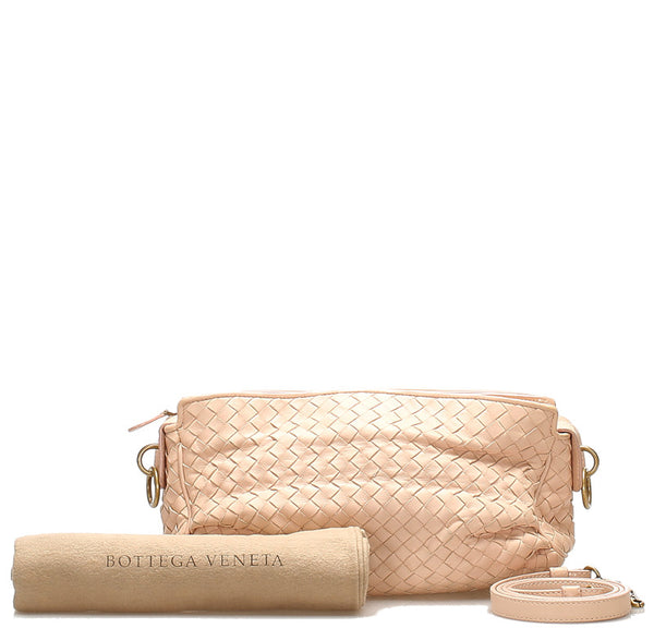 ボッテガヴェネタ イントレチャート ピンク レザー ショルダーバッグ レディース BOTTEGAVENETA 中古