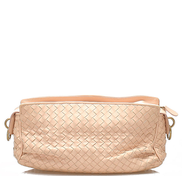ボッテガヴェネタ イントレチャート ピンク レザー ショルダーバッグ レディース BOTTEGAVENETA 中古