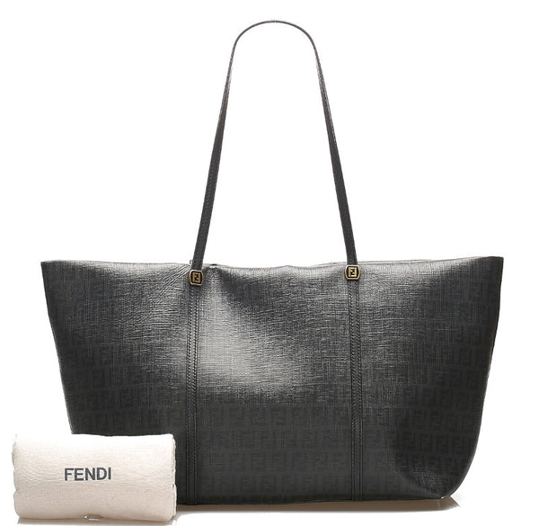 フェンディ ズッカ 8BH256-FB5 ブラック 黒 PVC レザー トートバッグ ユニセックス FENDI 中古