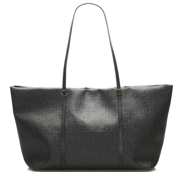 フェンディ ズッカ 8BH256-FB5 ブラック 黒 PVC レザー トートバッグ ユニセックス FENDI 中古