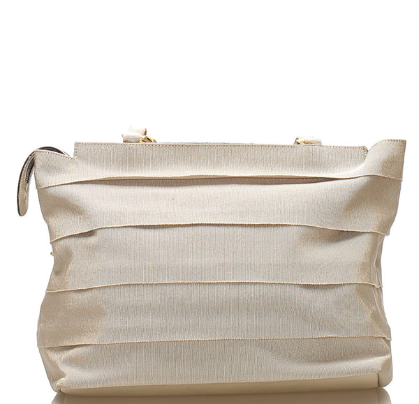 サルヴァトーレフェラガモ ヴァラ AU-215252 ベージュ キャンバス レザー トートバッグ レディース Salvatore Ferragamo 中古