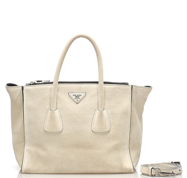 プラダ アイボリー スウェード ハンドバッグ レディース PRADA 中古