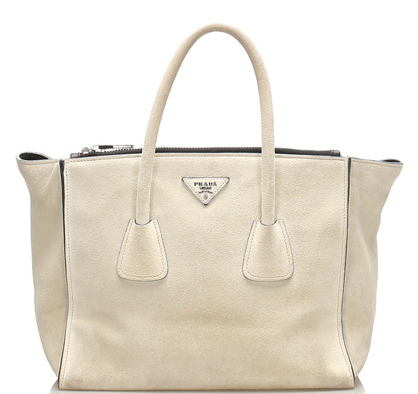 プラダ アイボリー スウェード ハンドバッグ レディース PRADA 中古