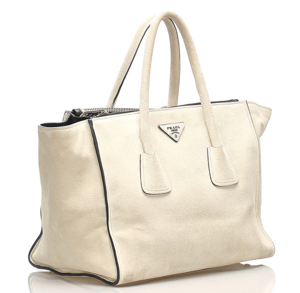 プラダ アイボリー スウェード ハンドバッグ レディース PRADA 中古
