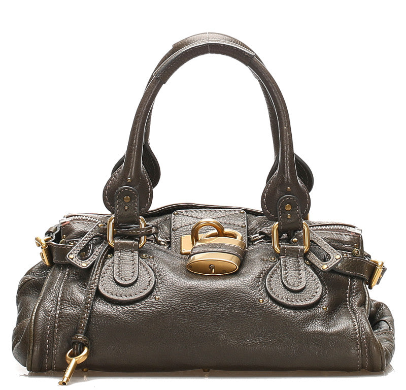 クロエ パディントン モスグリーン レザー ショルダーバッグ レディース Chloe 中古