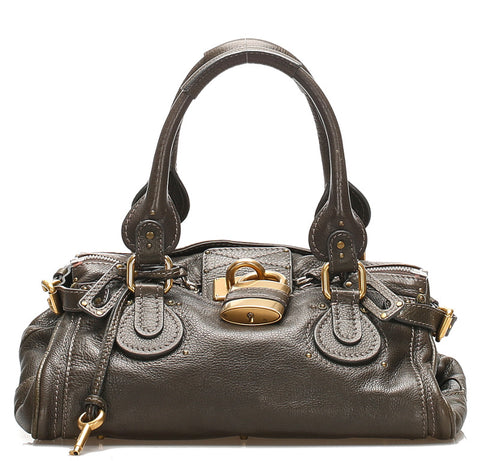 クロエ パディントン モスグリーン レザー ショルダーバッグ レディース Chloe 中古