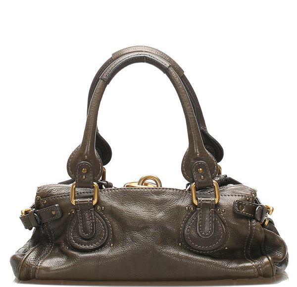 クロエ パディントン モスグリーン レザー ショルダーバッグ レディース Chloe 中古