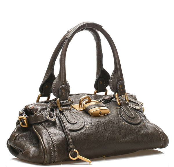 クロエ パディントン モスグリーン レザー ショルダーバッグ レディース Chloe 中古