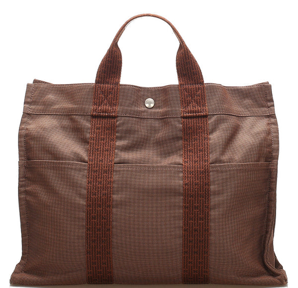 エルメス エールライン ブラウン 茶 キャンバス トートバッグ ユニセックス HERMES 中古