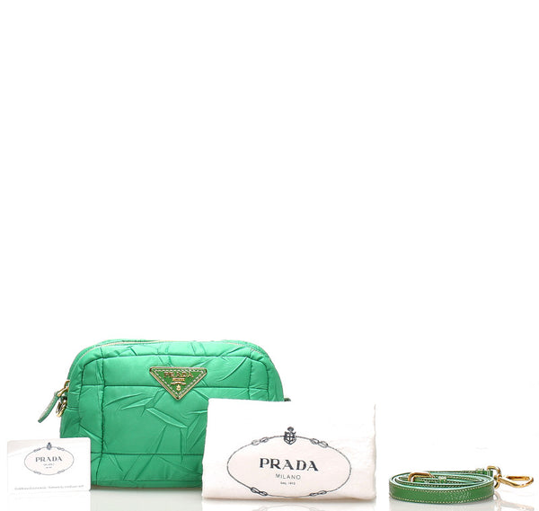 プラダ BP0172 グリーン ナイロン エナメル 斜め掛け ショルダーバッグ レディース PRADA 中古