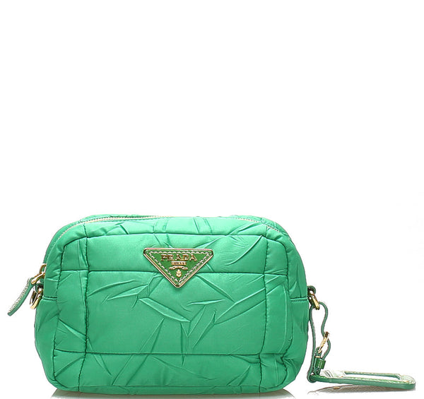 プラダ BP0172 グリーン ナイロン エナメル 斜め掛け ショルダーバッグ レディース PRADA 中古