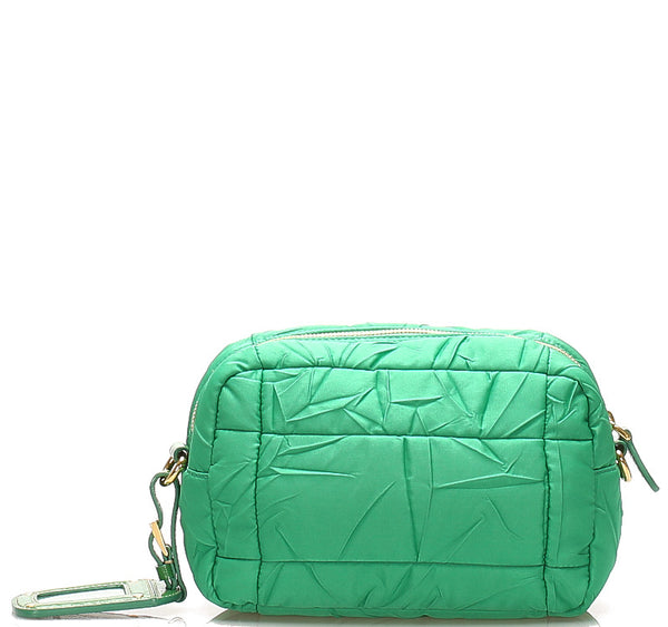 プラダ BP0172 グリーン ナイロン エナメル 斜め掛け ショルダーバッグ レディース PRADA 中古