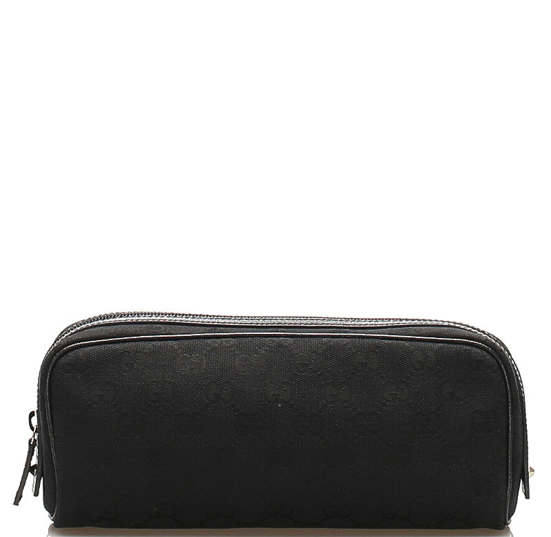 グッチ GGキャンバス 120977 ブラック キャンバス レザー ポーチ ユニセックス GUCCI 中古