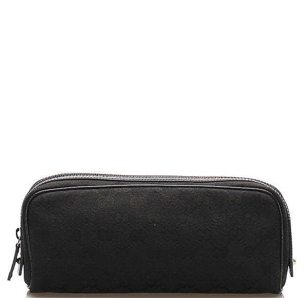 グッチ GGキャンバス 120977 ブラック キャンバス レザー ポーチ ユニセックス GUCCI 中古