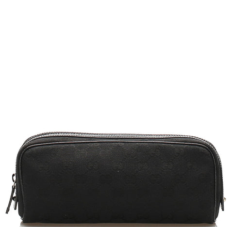 グッチ GGキャンバス 120977 ブラック キャンバス レザー ポーチ ユニセックス GUCCI 中古