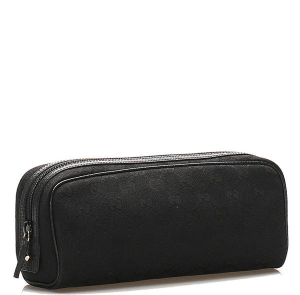 グッチ GGキャンバス 120977 ブラック キャンバス レザー ポーチ ユニセックス GUCCI 中古