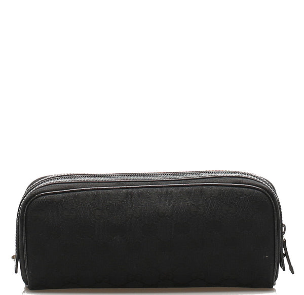 グッチ GGキャンバス 120977 ブラック キャンバス レザー ポーチ ユニセックス GUCCI 中古