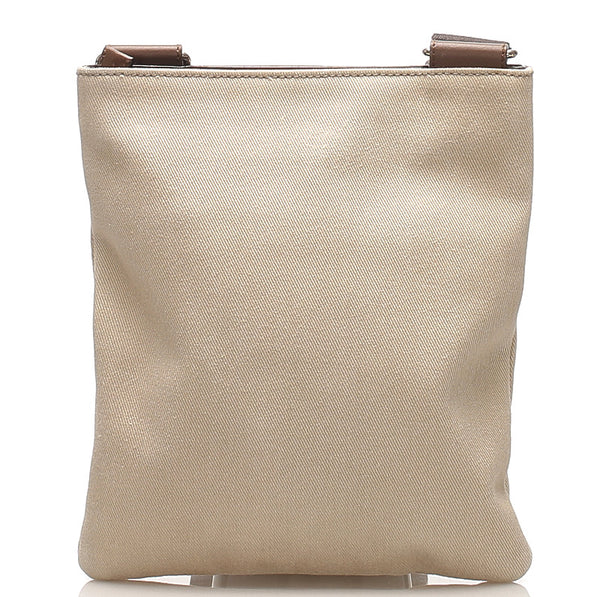 サルヴァトーレフェラガモ ガンチーニ FJ-249821 ブラウン ベージュ キャンバス レザー 斜め掛け ショルダーバッグ メンズ Salvatore Ferragamo 中古