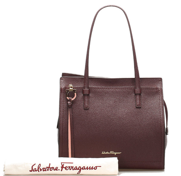 サルヴァトーレフェラガモ ガンチーニ EZ-21 F216 ボルドー レザー ショルダーバッグ レディース Salvatore Ferragamo 中古