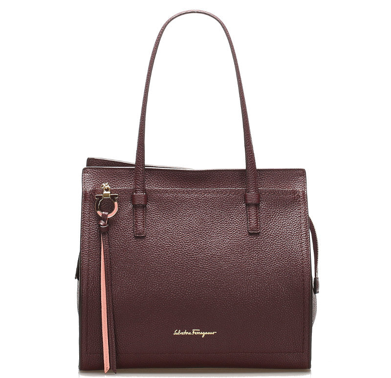 サルヴァトーレフェラガモ ガンチーニ EZ-21 F216 ボルドー レザー ショルダーバッグ レディース Salvatore Ferragamo 中古