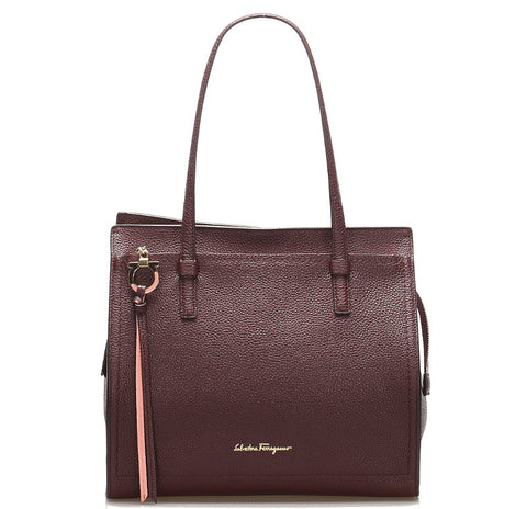 サルヴァトーレフェラガモ ガンチーニ EZ-21 F216 ボルドー レザー ショルダーバッグ レディース Salvatore Ferragamo 中古