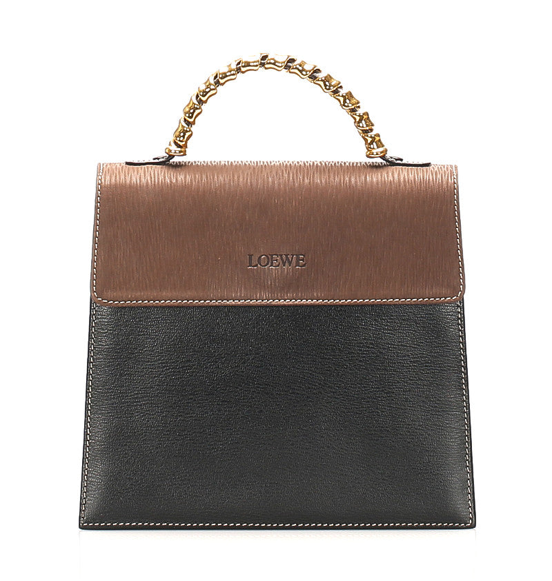 ロエベ ベラスケスツイスト ブラウン 茶 レザー ハンドバッグ レディース LOEWE 中古