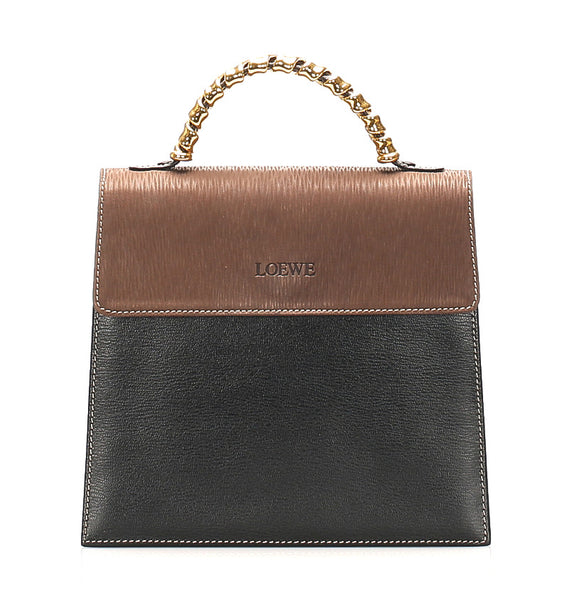 ロエベ ベラスケスツイスト ブラウン 茶 レザー ハンドバッグ レディース LOEWE 中古