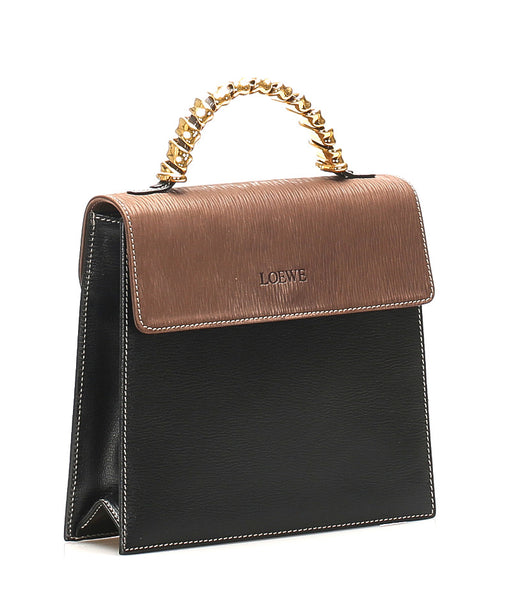 ロエベ ベラスケスツイスト ブラウン 茶 レザー ハンドバッグ レディース LOEWE 中古