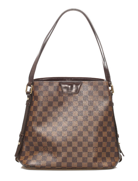 ルイ ヴィトン ダミエ カバ リヴィントン N41108 ブラウン 茶 PVC レザー ショルダーバッグ レディース LOUIS VUITTON 中古