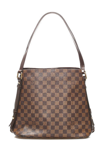 ルイ ヴィトン ダミエ カバ リヴィントン N41108 ブラウン 茶 PVC レザー ショルダーバッグ レディース LOUIS VUITTON 中古