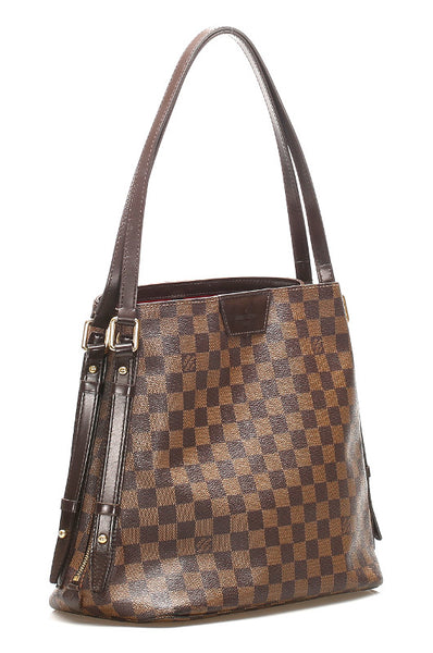 ルイ ヴィトン ダミエ カバ リヴィントン N41108 ブラウン 茶 PVC レザー ショルダーバッグ レディース LOUIS VUITTON 中古