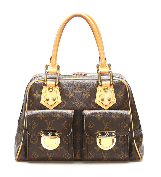 ルイ ヴィトン モノグラム マンハッタンＰＭ M40026 ブラウン PVC レザー ハンドバッグ レディース LOUIS VUITTON 中古