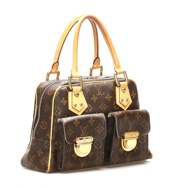 ルイ ヴィトン モノグラム マンハッタンＰＭ M40026 ブラウン PVC レザー ハンドバッグ レディース LOUIS VUITTON 中古