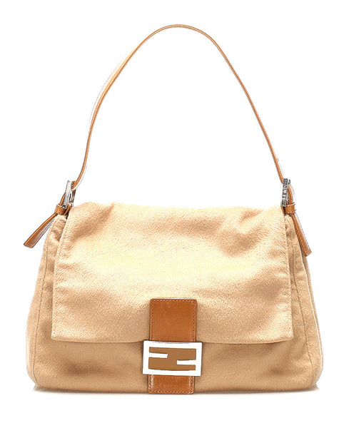 フェンディ マンマバケット ブラウン カシミヤ レザー ショルダーバッグ レディース FENDI 中古