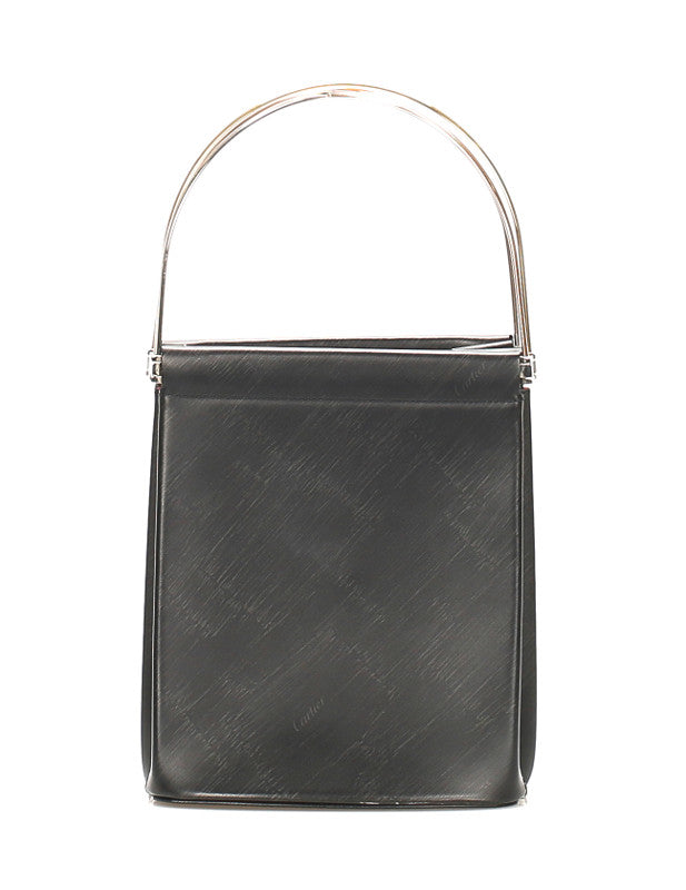 カルティエ トリニティ縦型ミニトートバッグ ブラック 黒 レザー ハンドバッグ レディース CARTIER 中古